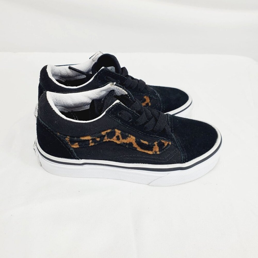 Vans Off The Wall Girls Black Sneaker Shoes Skater Leopard Lace Up Size 11 - Picture 2 of 10